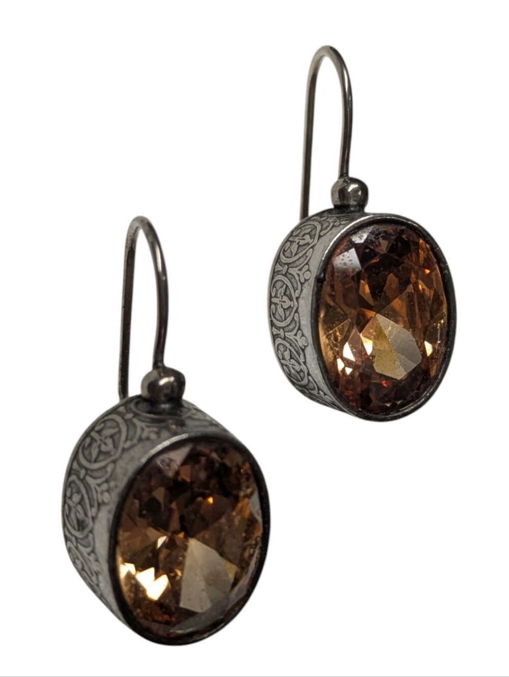 Silpada Sterling Silver Faceted Oval Champagne Earrings W1335